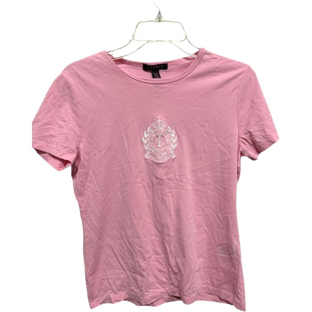 Lauren Ralph Lauren TShirt Retro Style Embroidered Size Medium Women Cotton